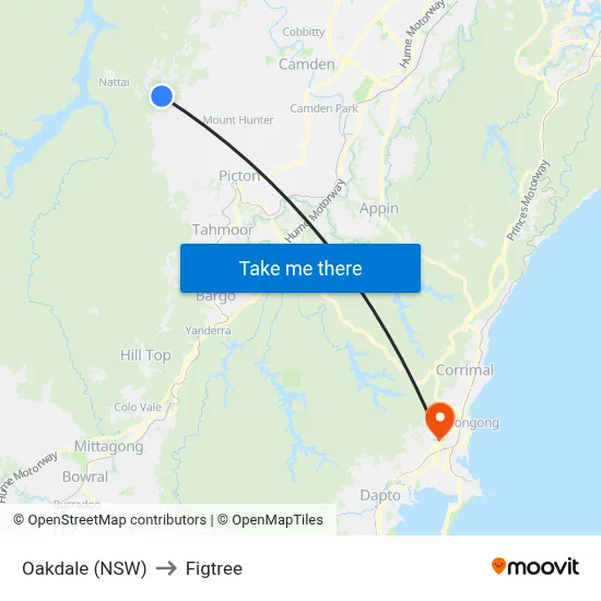 Oakdale (NSW) to Figtree map
