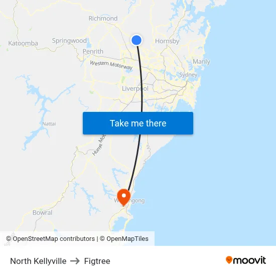 North Kellyville to Figtree map