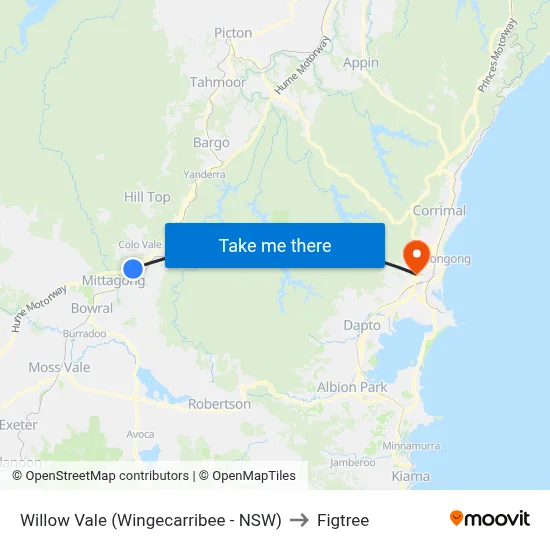 Willow Vale (Wingecarribee - NSW) to Figtree map