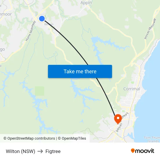 Wilton (NSW) to Figtree map