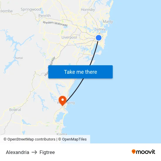 Alexandria to Figtree map