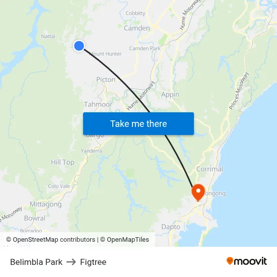 Belimbla Park to Figtree map