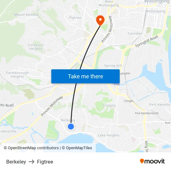 Berkeley to Figtree map