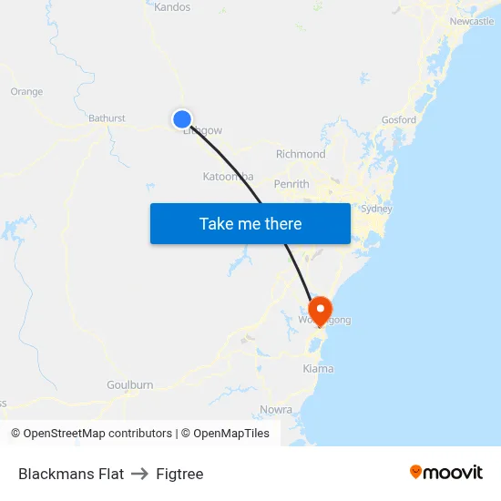 Blackmans Flat to Figtree map