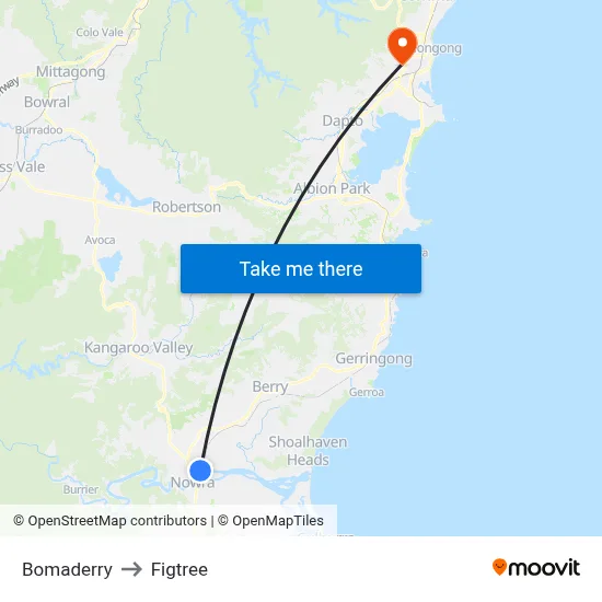 Bomaderry to Figtree map