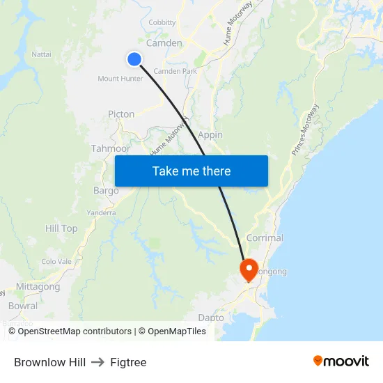 Brownlow Hill to Figtree map