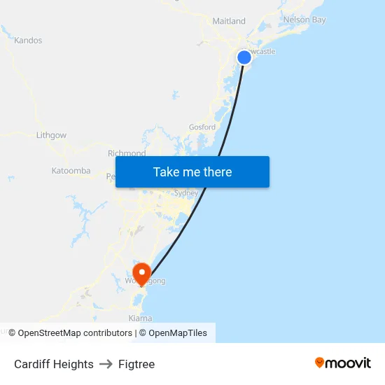 Cardiff Heights to Figtree map