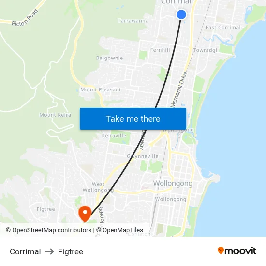 Corrimal to Figtree map