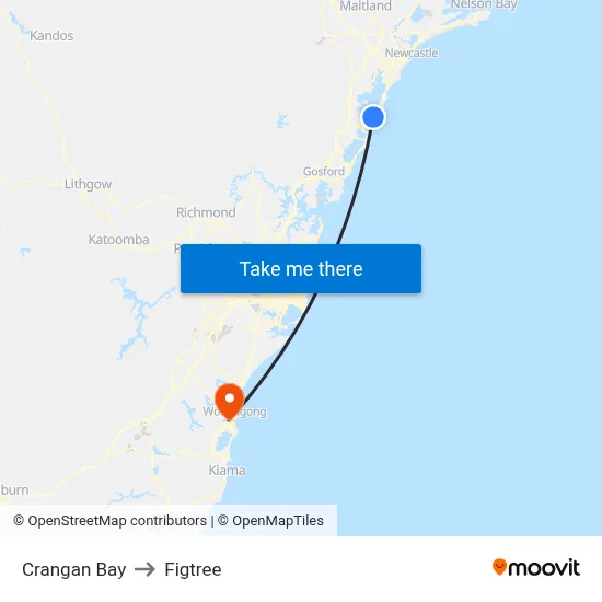 Crangan Bay to Figtree map