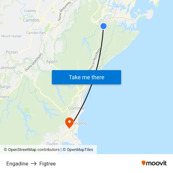 Engadine to Figtree map