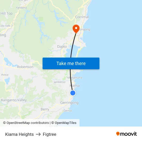 Kiama Heights to Figtree map