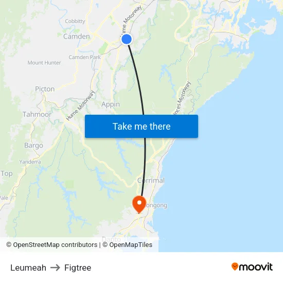 Leumeah to Figtree map