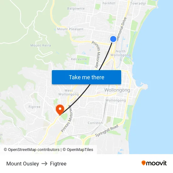 Mount Ousley to Figtree map