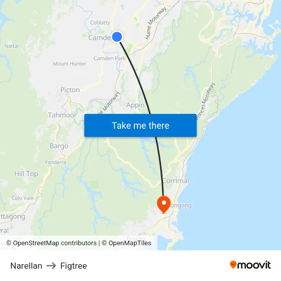 Narellan to Figtree map