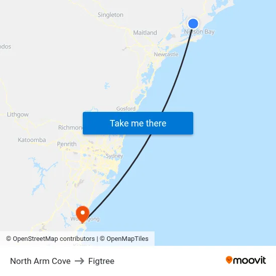 North Arm Cove to Figtree map