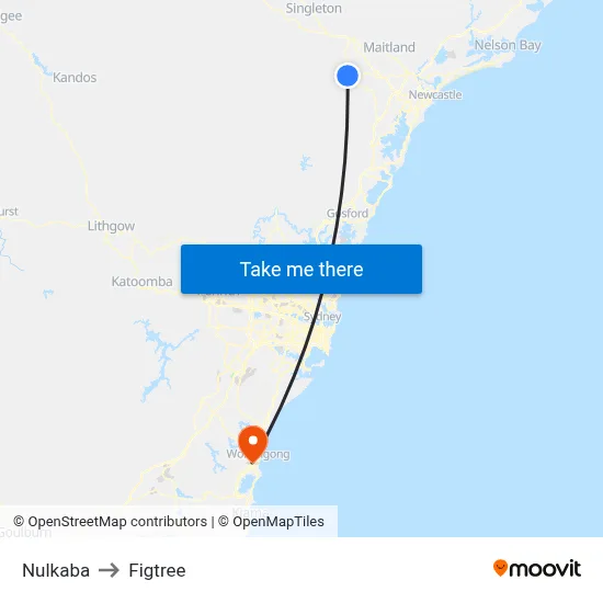Nulkaba to Figtree map