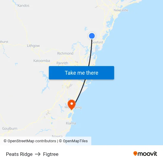 Peats Ridge to Figtree map
