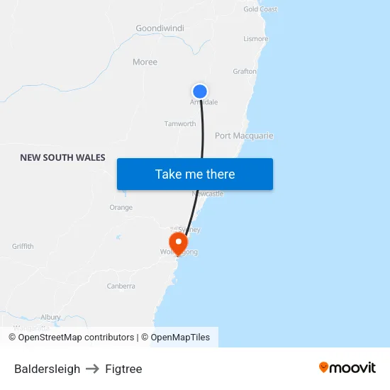 Baldersleigh to Figtree map