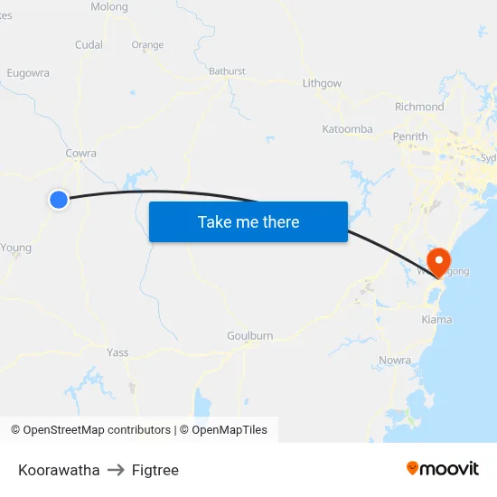 Koorawatha to Figtree map