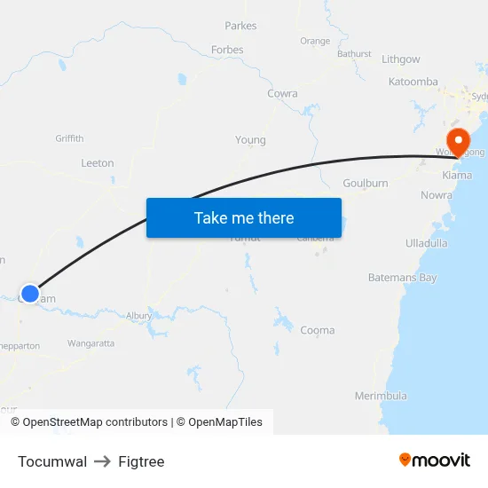 Tocumwal to Figtree map