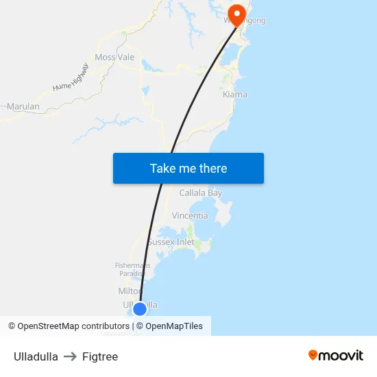 Ulladulla to Figtree map