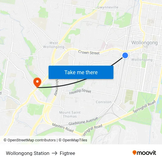 Wollongong Station to Figtree map