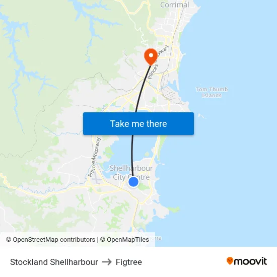 Stockland Shellharbour to Figtree map
