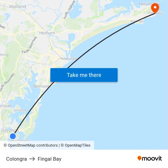 Colongra to Fingal Bay map
