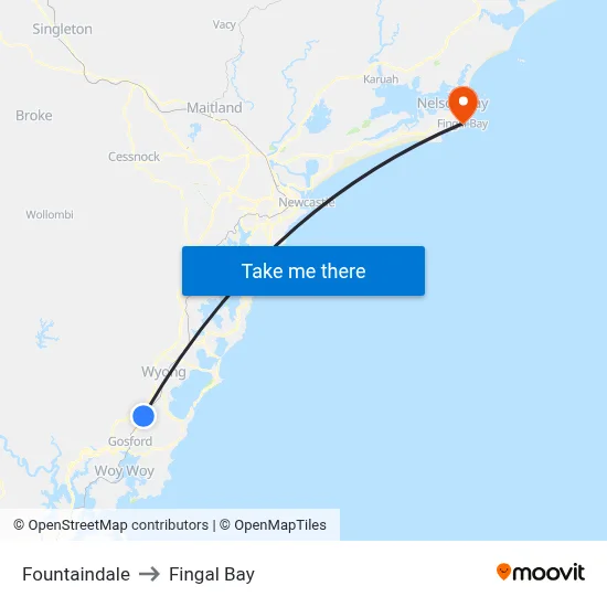 Fountaindale to Fingal Bay map
