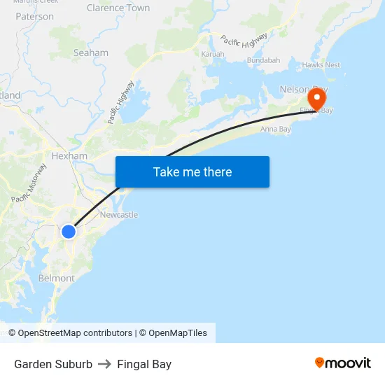 Garden Suburb to Fingal Bay map
