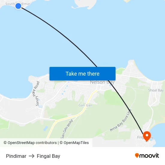 Pindimar to Fingal Bay map