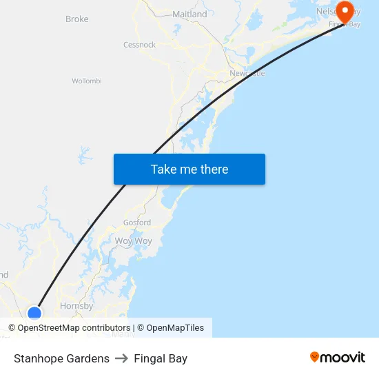 Stanhope Gardens to Fingal Bay map