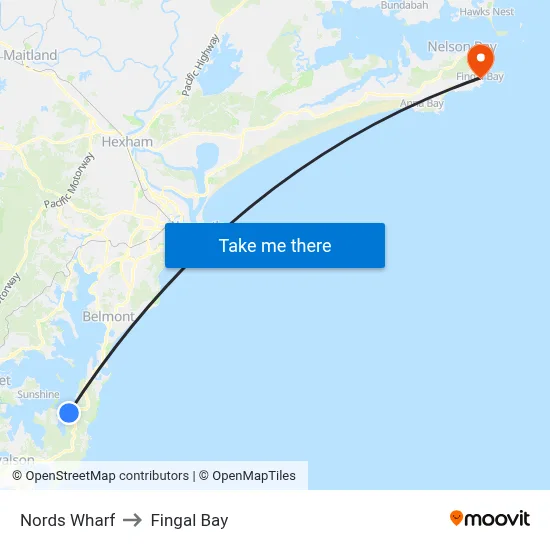 Nords Wharf to Fingal Bay map