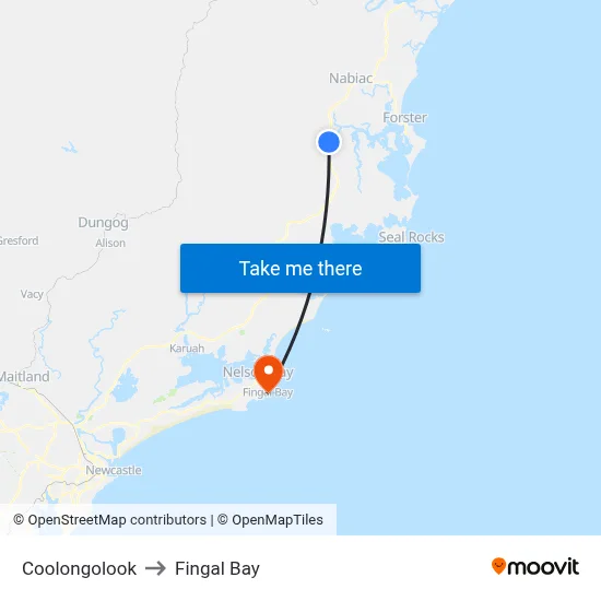 Coolongolook to Fingal Bay map