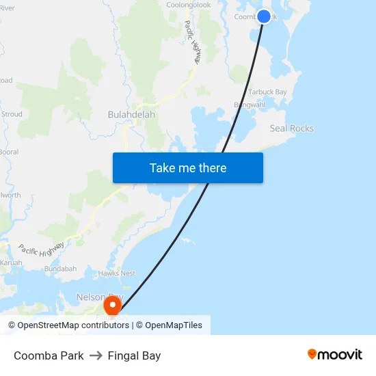 Coomba Park to Fingal Bay map