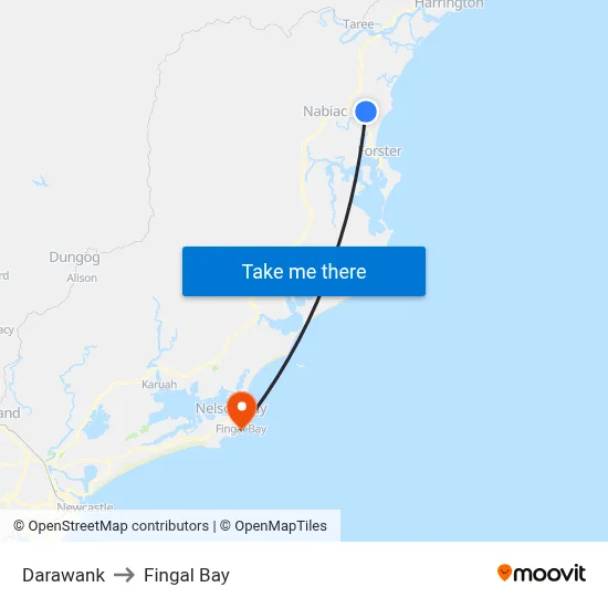 Darawank to Fingal Bay map