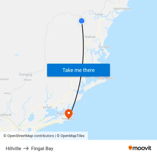 Hillville to Fingal Bay map