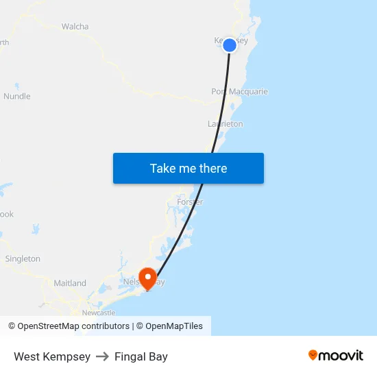 West Kempsey to Fingal Bay map