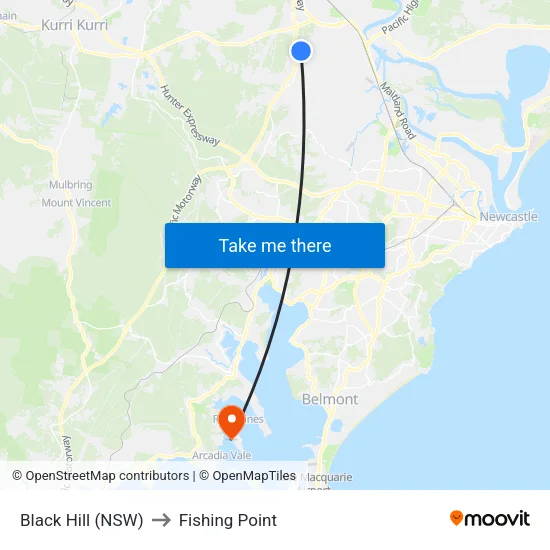 Black Hill (NSW) to Fishing Point map