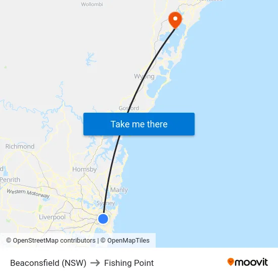 Beaconsfield (NSW) to Fishing Point map