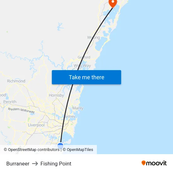 Burraneer to Fishing Point map