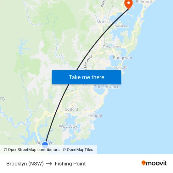 Brooklyn (NSW) to Fishing Point map