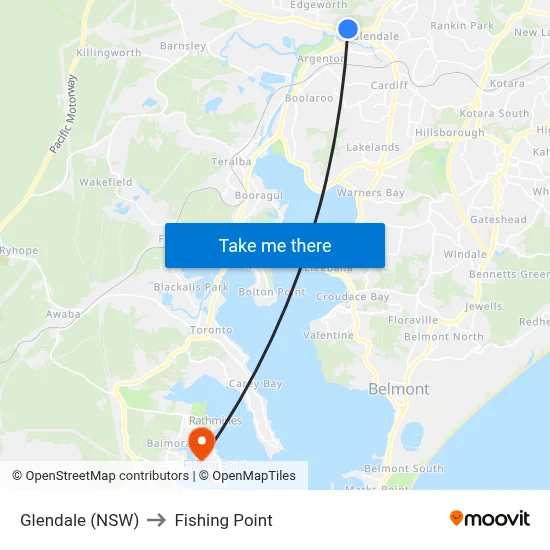 Glendale (NSW) to Fishing Point map