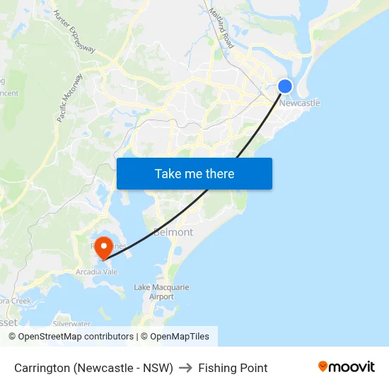 Carrington (Newcastle - NSW) to Fishing Point map