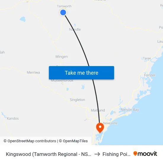 Kingswood (Tamworth Regional - NSW) to Fishing Point map