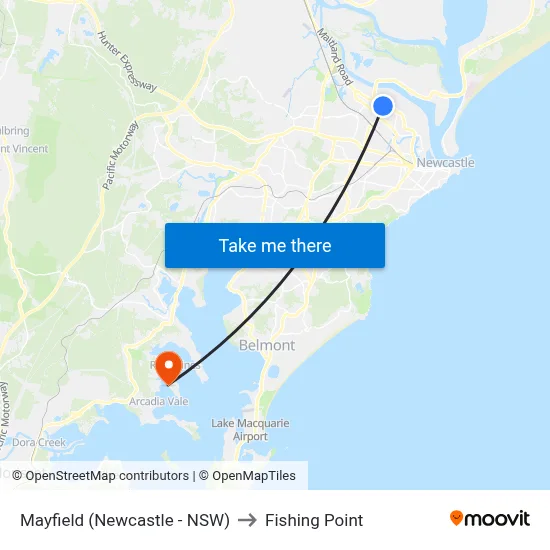 Mayfield (Newcastle - NSW) to Fishing Point map