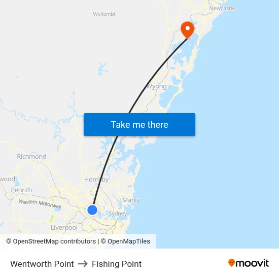 Wentworth Point to Fishing Point map