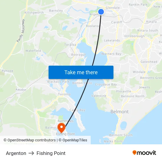 Argenton to Fishing Point map