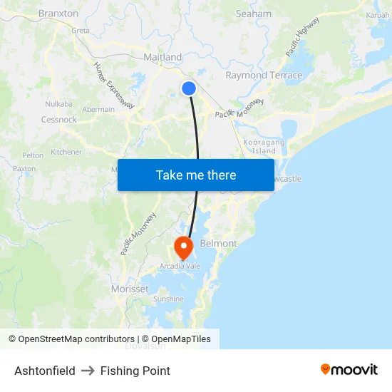 Ashtonfield to Fishing Point map