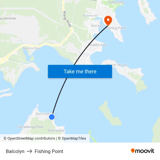 Balcolyn to Fishing Point map